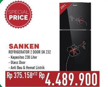 Promo Harga SANKEN SK-G232 | Kulkas 2 Pintu 230ltr  - Hypermart