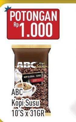 Promo Harga ABC Kopi per 10 sachet 31 gr - Hypermart