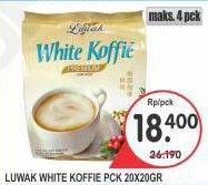 Promo Harga Luwak White Koffie per 20 sachet 20 gr - Superindo