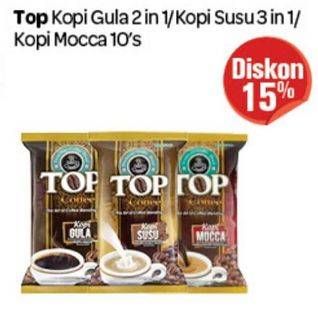 Promo Harga Top Coffee Kopi Gula 2 In 1, Susu 3 In 1, Mocca 10 pcs - Carrefour