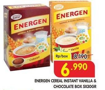 Promo Harga ENERGEN Cereal Instant Vanilla, Chocolate per 5 sachet 30 gr - Superindo