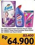 1pc Easy Sweet Glamour Pouch 750ml, 1pc Harpic Power Rose/Lavender Botol 450ml, 1pc Vanish Cair Pouch 425ml