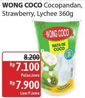 Promo Harga Wong Coco Nata De Coco Cocopandan, Strawberry, Lychee 360 gr - Alfamidi