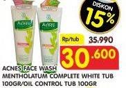 Promo Harga ACNES Face Wash Complete White 100gr/Face Wash Oil Control 100gr  - Superindo