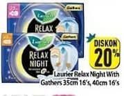 Promo Harga Laurier Relax Night Gathers 35cm, Gathers 40cm 16 pcs - Hypermart