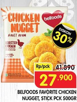 Promo Harga Belfoods Nugget Chicken Nugget, Chicken Nugget Stick 500 gr - Superindo