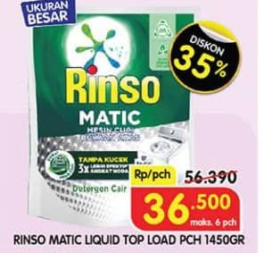 Promo Harga Rinso Detergent Matic Liquid Top Load 1450 ml - Superindo