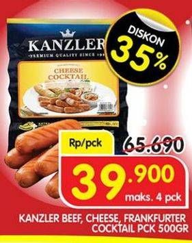 Promo Harga KANZLER Beef, Cheese, Frankfurter Cocktail 500 g  - Superindo