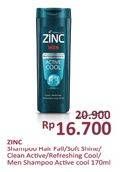 Promo Harga ZINC Shampoo Hair Fall, Soft Shine, Clean Active, Refreshing Cool, Men Active Cool 170 ml - Alfamidi