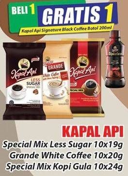 Promo Harga KAPAL API Special Mix Less Sugar 10x19 g/Grande White COffee 10x20 g/Special Mix Kopi Gula 10x24 g  - Hari Hari