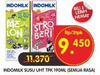 Promo Harga INDOMILK Susu UHT All Variants per 3 pcs 190 ml - Superindo