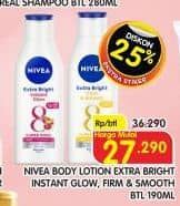Promo Harga Nivea Body Lotion Extra White Instant Glow, Extra White Firm Smooth 200 ml - Superindo