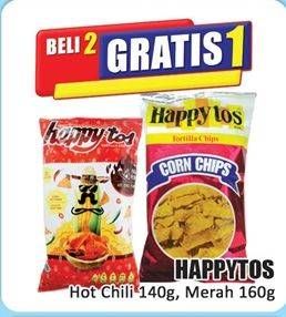 Promo Harga Happy Tos Tortilla Chips Hot Chili, Merah 140 gr - Hari Hari