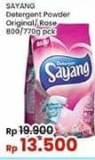 Promo Harga Sayang Detergent Powder Original Fresh, Rose 800 gr - Indomaret