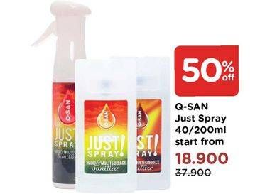 Promo Harga Q-SAN Just Spray 40/200 mL  - Watsons