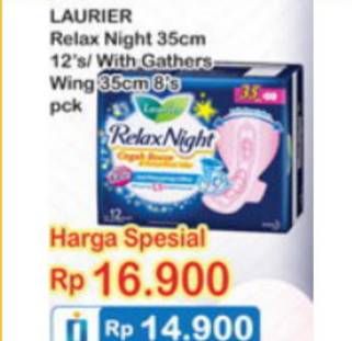 Promo Harga Laurier Relax Night Kecuali Gathers 35cm, Kecuali 35cm 8 pcs - Indomaret