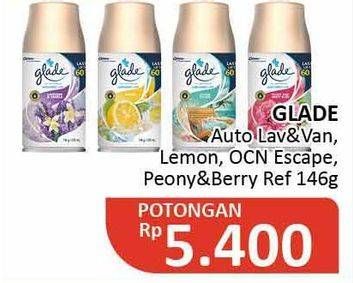 Promo Harga GLADE Matic Spray Refill Lavender Vanilla, Lemon, Ocean Escape, Peony Berry Bliss 225 ml - Alfamidi