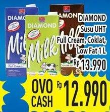 Promo Harga DIAMOND Milk UHT Full Cream, Chocolate, Low Fat High Calcium 1 ltr - Hypermart