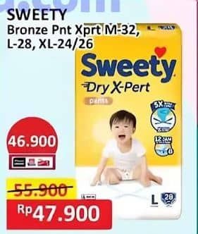 Promo Harga Sweety Bronze Pants Dry X-Pert Kecuali L28, Kecuali XL24, Kecuali XL26 24 pcs - Alfamart