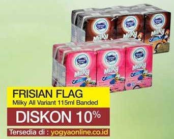 Promo Harga FRISIAN FLAG Susu UHT Milky Chocolate, Strawberry 115 ml - Yogya