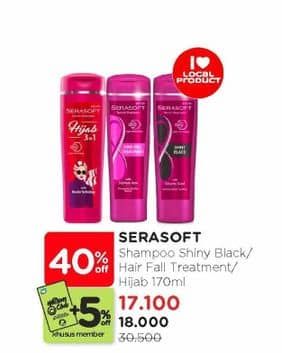 Promo Harga Serasoft Shampoo Shiny Black, Hairfall Treatment, Hijab 3in1 170 ml - Watsons