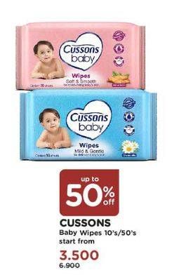 Promo Harga CUSSONS BABY Wipes All Variants 10 sheet - Watsons