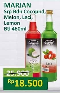 Promo Harga Marjan Syrup Boudoin Cocopandan, Melon, Leci, Lemon 460 ml - Alfamart