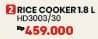 Promo Harga Philips HD3003/30 Rice Cooker 1.8L  - COURTS