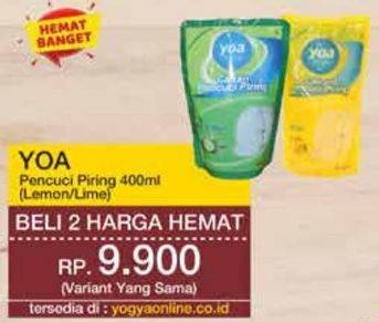 Promo Harga YOA Pencuci Piring Lemon, Lime 400 ml - Yogya