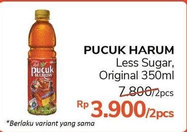 Promo Harga TEH PUCUK HARUM Minuman Teh Less Sugar, Original per 2 botol 350 ml - Alfamidi