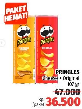 Promo Harga Pringles Potato Crisps Original, Cheesy Cheese 107 gr - Lotte Grosir