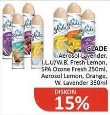 Promo Harga GLADE Aerosol Orange, SPA Ozone, Wild Lavender, Fresh Lemon, Wild Berries, Lavender 250 ml - Alfamidi