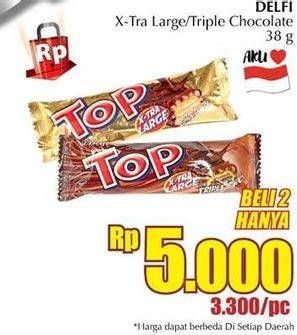 Promo Harga DELFI TOP Chocolate Triple X-tra Large, Triple Choc 38 gr - Giant