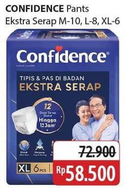 Promo Harga Confidence Adult Pants Tipis & Pas Di Badan M10, L8, XL6 6 pcs - Alfamidi