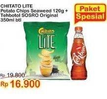 Promo Harga CHITATO Lite Seaweed 120 g + SOSRO Teh Botol Original 350 mL  - Indomaret
