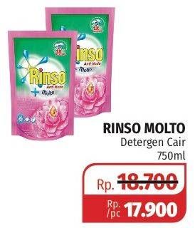 Promo Harga RINSO Anti Noda + Molto Liquid Detergent 750 ml - Lotte Grosir