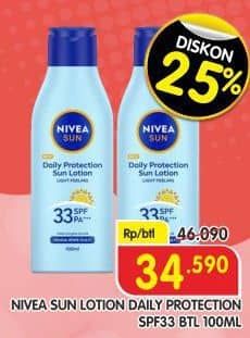 Promo Harga Nivea Daily Protection Sun Lotion SPF 33 PA++ 100 ml - Superindo