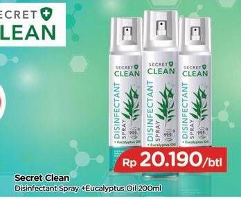 Promo Harga SECRET CLEAN Disinfectant Liquid +Eucalyptus Oil 200 ml - TIP TOP