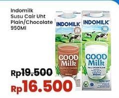 Promo Harga Indomilk Susu UHT Cokelat, Full Cream Plain 950 ml - Indomaret