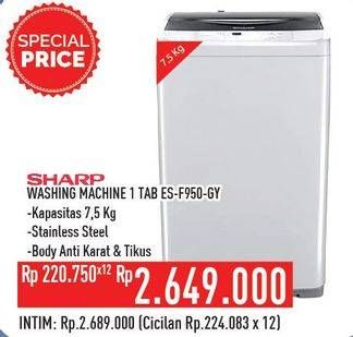 Promo Harga SHARP ES-F950P-GY | Washing Machine  - Hypermart