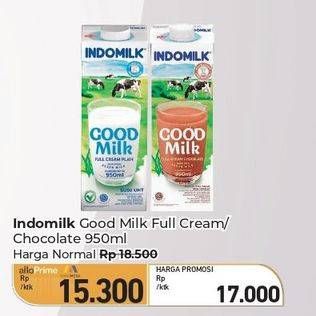 Promo Harga Indomilk Susu UHT Cokelat, Full Cream Plain 950 ml - Carrefour