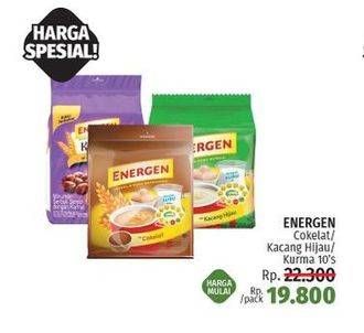 Promo Harga ENERGEN Cereal Instant Chocolate, Kacang Hijau, Kurma per 10 sachet 30 gr - LotteMart