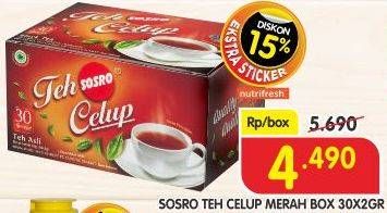 Promo Harga Sosro Teh Celup Merah 30 pcs - Superindo