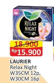 Promo Harga Laurier Relax Night 35cm, 30cm 12 pcs - Alfamart