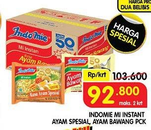 Promo Harga INDOMIE Mi Kuah Ayam Spesial, Ayam Bawang per 40 pcs 69 gr - Superindo