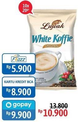 Promo Harga Luwak White Koffie per 10 sachet 20 gr - Alfamidi