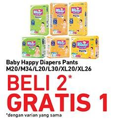 Promo Harga BABY HAPPY Body Fit Pants M20, M34, L20, L30, XL20, XL26 per 2 pouch - Carrefour