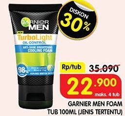 Promo Harga GARNIER MEN Turbo Light Oil Control Facial Foam 100 ml - Superindo