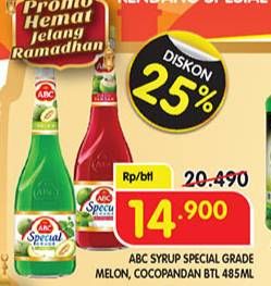 Promo Harga ABC Syrup Special Grade Coco Pandan, Melon 485 ml - Superindo