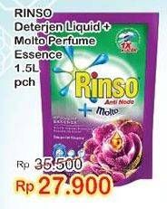 Promo Harga RINSO Anti Noda + Molto Liquid Detergent Perfume Essence 1500 ml - Indomaret